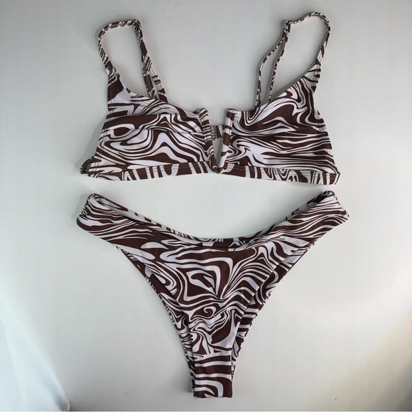 NEW Shein Bikini SET Brown White Animal Print - Picture 5 of 13